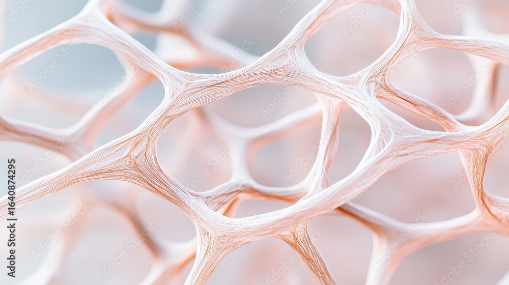 Poster abstract interconnected structure with glowing edges, reflecting advanced space construction materia