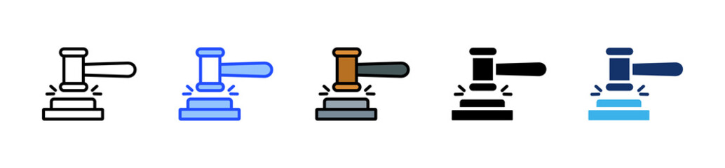 Court Gavel Icon Collection With Multiple Styles