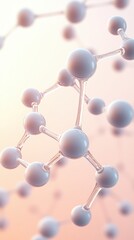 Obraz premium Atomic structure with connected spheres and lines, abstract molecular shapes, scientific concept, soft light, scientific background, space technologies.