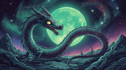 dragon in the night sky