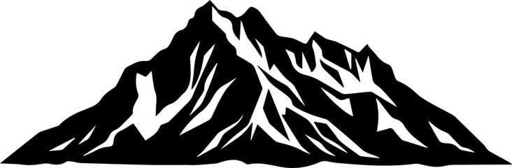 Mountain range silhouette with layered peaks isolated on white background for vector design, print, and cut files