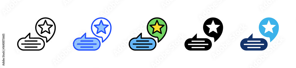 Poster speech bubble stars icon collection with multiple styles