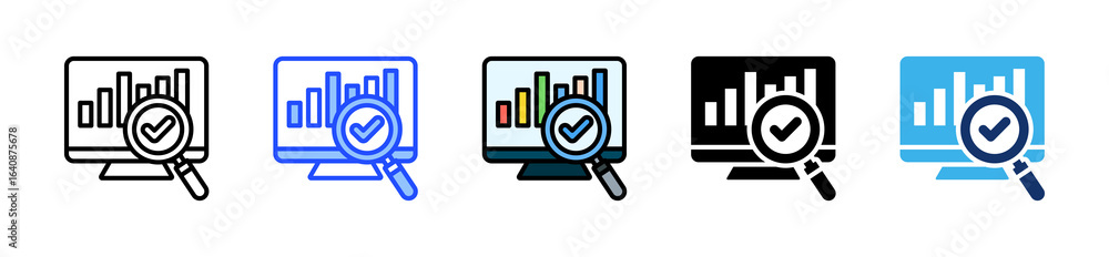 Poster review progress icon collection with multiple styles