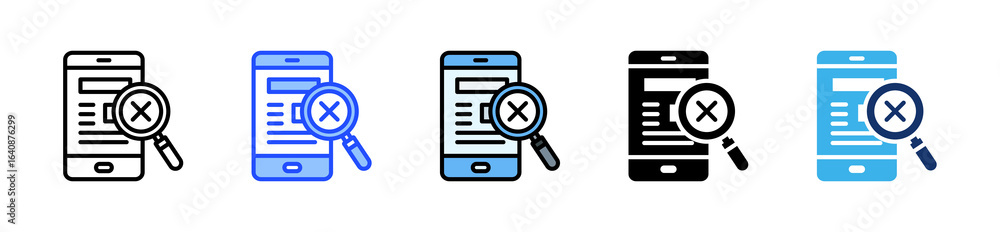 Poster fake review alert icon collection with multiple styles