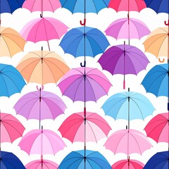 Colorful umbrellas pattern on white background