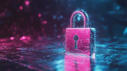 Glowing padlock symbolizing digital security on futuristic circuit board - Powered by Adobe