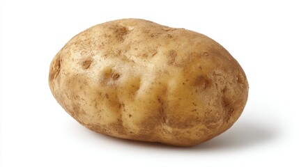 Single Russet Potato Isolated on White Background, High Resolution Studio Shot for Culinary or Agricultural Use