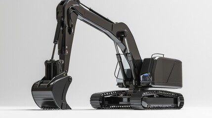 Fototapeta premium Excavator in sleek black design showcasing powerful digging capabilities on a construction site