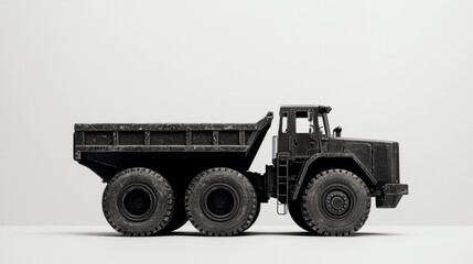 Classic construction vehicle model displayed in a studio with a minimalistic background showing its detailed design and features