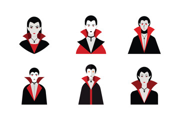 person in vampire costume color vector illustration set on white background