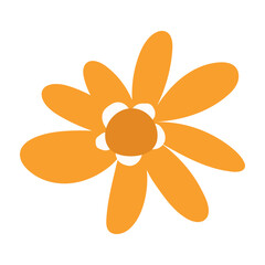 Lovely Yellow Flower in Playful Doodle and Hand Drawn Style. Cartoon wild plant. Cute nature herb perfect for invitations, cards, posters, holidays, stickers.