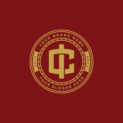 Monogram CI or IC badge logo design featuring interlocking and text editable for clothing, streetwear and apparel brand.