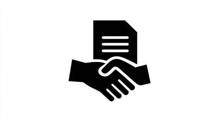 Handshake with Document Icon, for Business Agreement & Contract Design
