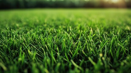 Fototapeta premium Uniform green grass background filling the frame with rich color saturation, ideal for environmental or sports themes