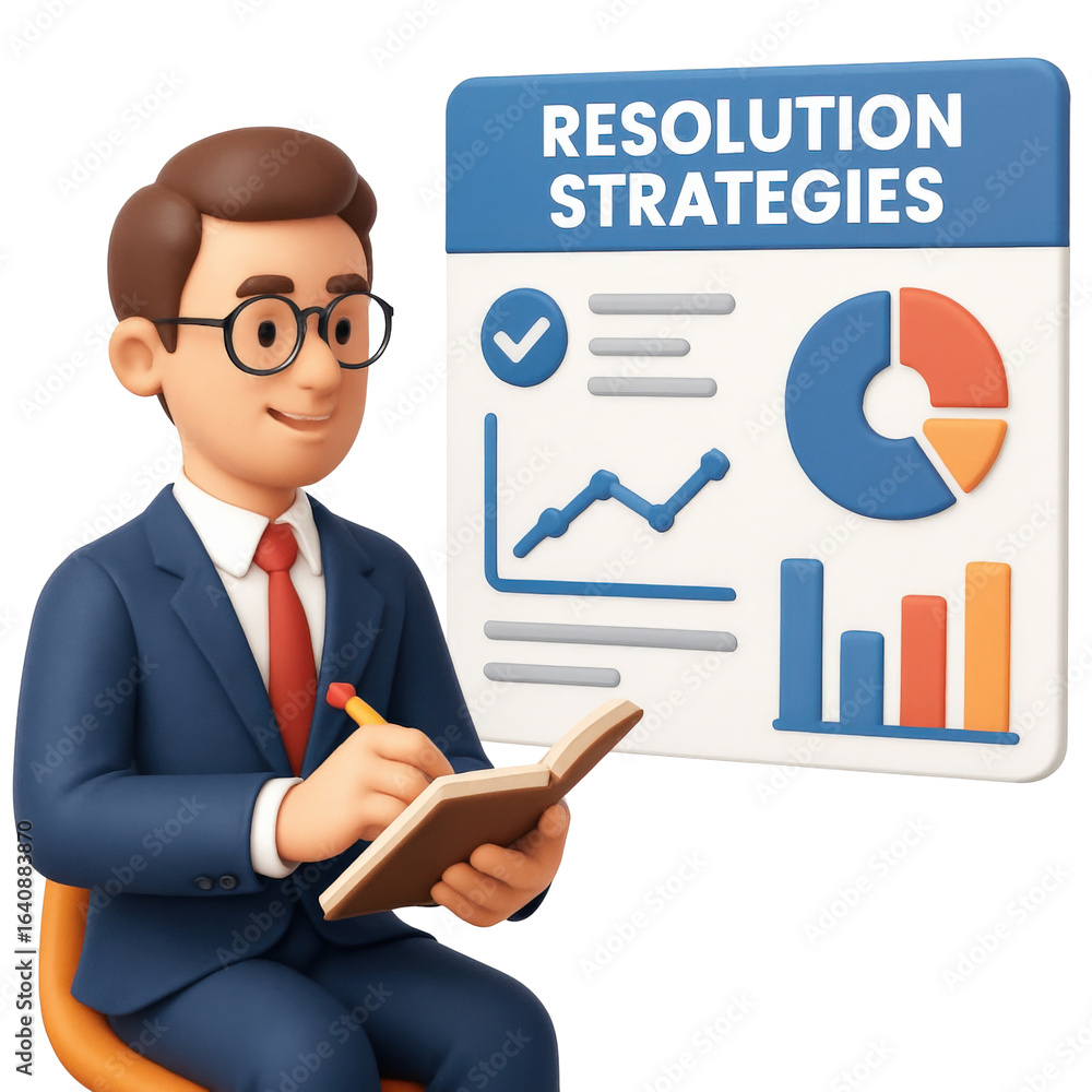 Poster specialist resolution marketing concept. businessman analyzing data with a notebook and charts.