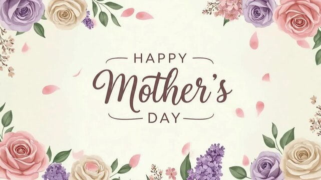 Elegant Mother's Day Calligraphy with Watercolor Flowers
