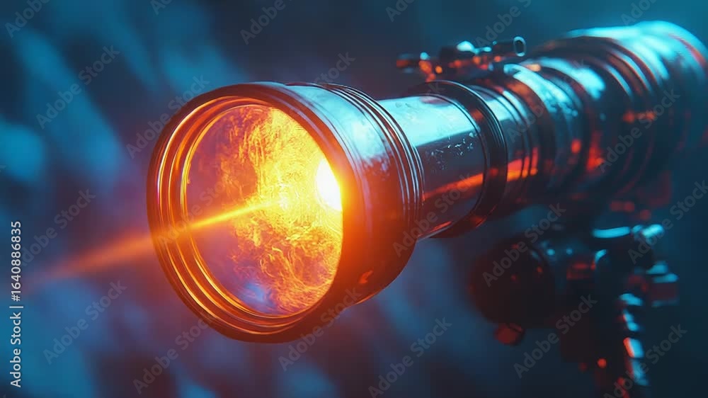 Canvas Prints powerful futuristic telescope exploring a fiery nebula in deep space