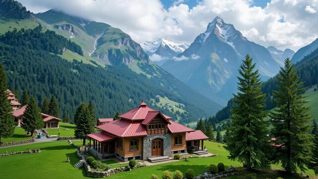 Stunning aerial footage reveals Narayan Ashram Pithoragarh, a serene Himalayan retreat embraced by majestic peaks and ethereal clouds.