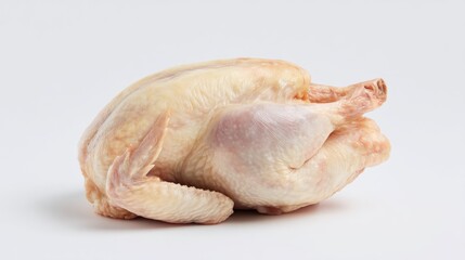 Raw Whole Chicken on White Background Ready for Culinary Preparation