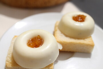 Italian dessert: panna cotta in Murano, Italy
