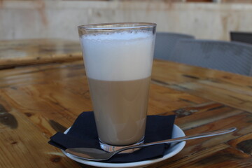 Hot cafe latte in Murano, Italy