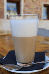 Hot cafe latte in Murano, Italy