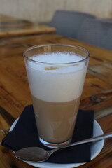 Hot cafe latte in Murano, Italy