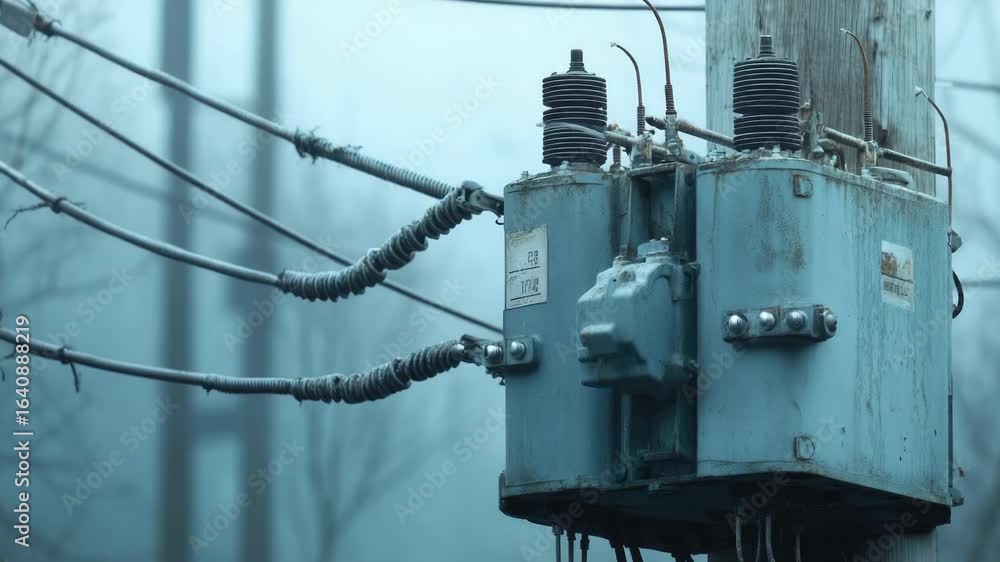 Poster an image of a power pole with multiple wires attached, possibly used in various settings such as con