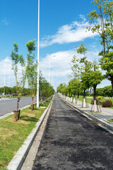 Empty urban road and buildings in the city