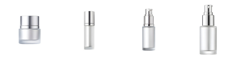 Cosmetic Bottle Set - Mockup Product Packaging with Silver Pump Dispenser