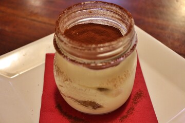 Italian dessert: tiramisu in Venice, Italy
