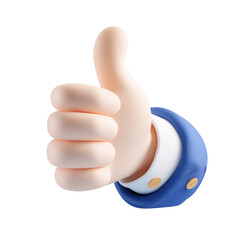 3D Hand making a Thumps Up isolated on a transparent background