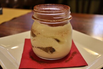 Italian dessert: tiramisu in Venice, Italy