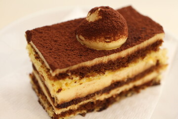 Italian dessert: tiramisu in Venice, Italy