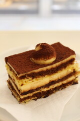 Italian dessert: tiramisu in Venice, Italy