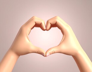 Obraz premium Two hands forming a heart shape against a soft, light background