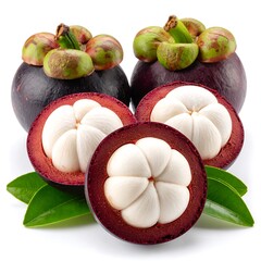Tropical fruit, mangosteen, segments, vibrant