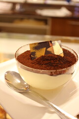 Italian dessert: tiramisu in Venice, Italy
