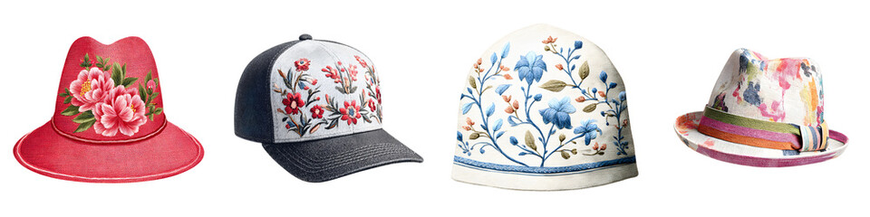 Fashion Hats Set - Vintage and Modern Floral Design Collection