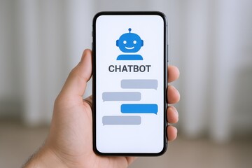 Smartphone displays chatbot application, engaging user interaction and communication in a modern digital environment