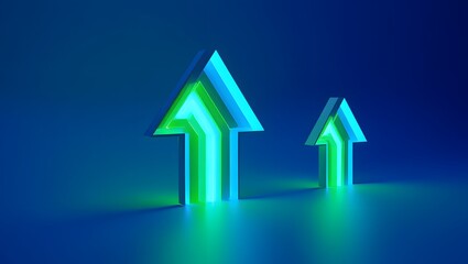Glowing Upward Arrows - Growth and Progress Concept