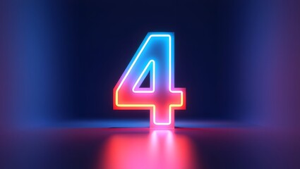 Neon Number Four - Futuristic Abstract Graphic