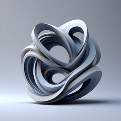 Abstract Silver and Blue Knot Sculpture - Modern Art and Design Element