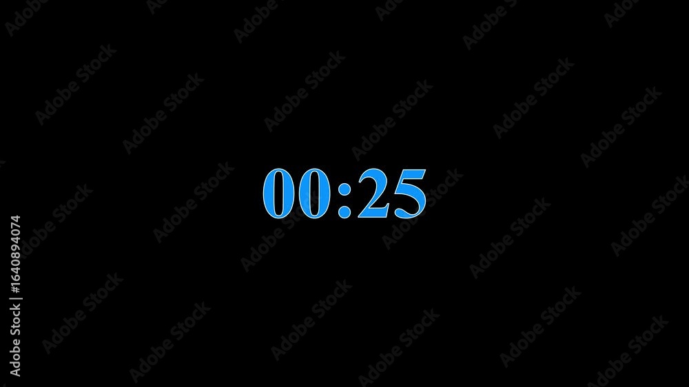 Poster countdown animation from 30 seconds to 0 seconds on a black background, 30 second countdown timer wi