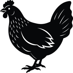 Minimal Hen Silhouette Vector – Single Color Poultry Illustration