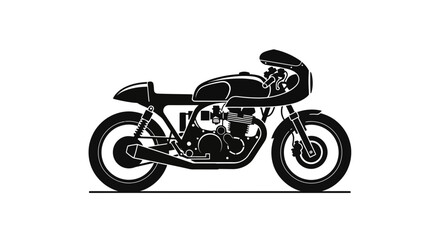 Obraz premium Classic Black and White Cafe Racer Motorcycle Silhouette.