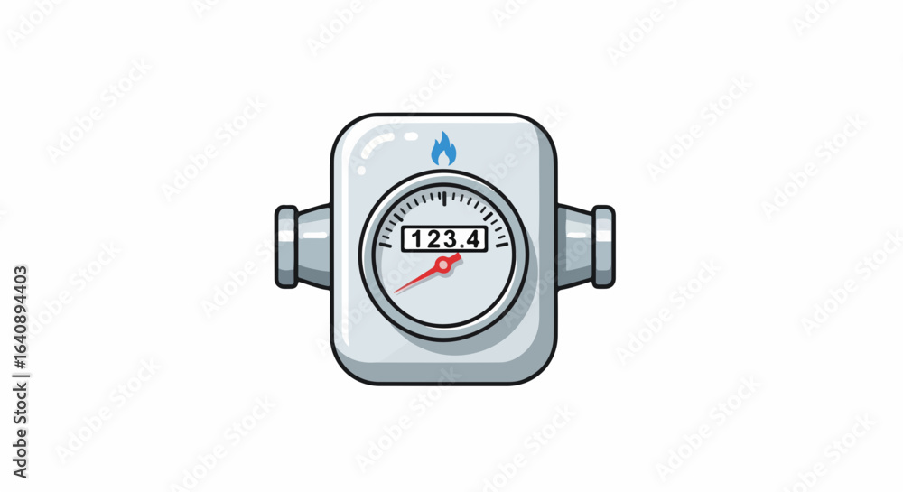Poster gas meter for utility services, showing usage level. this gas meter measures consumption with clear 