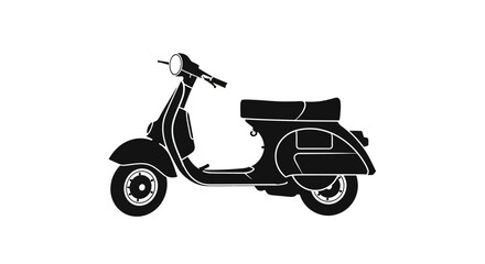 Obraz premium Classic Vintage Scooter Silhouette Black and White Illustration.