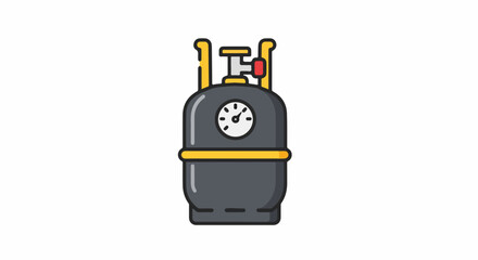 Fototapeta premium Propane tank on white background, showing a portable gas cylinder with a gauge. Propane tank icon displays valve and indicator dial for mobile fuel.