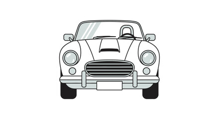 Classic White Convertible Sports Car Front View Illustration.